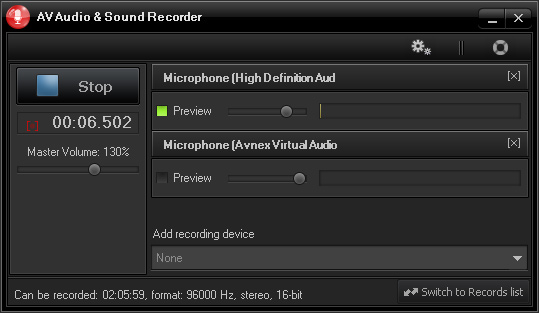 AV Audio & Sound Recorder - Modalità skin recorders