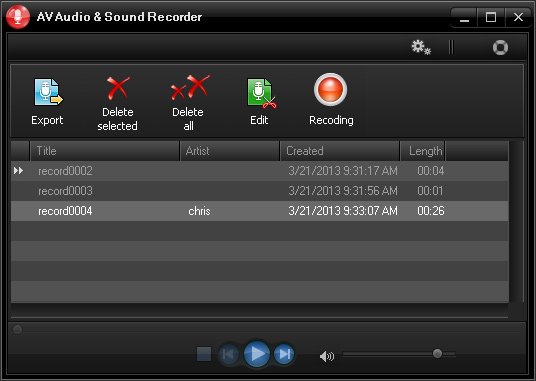 AV Audio & Sound Recorder - Gestore tracce registrate
