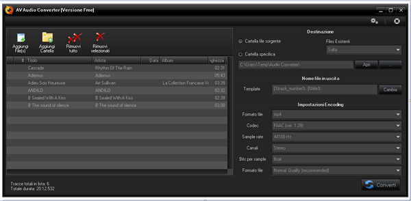 AV Audio Converter - Schermata Iniziale Screenshot
