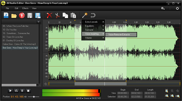 AV Audio Editor - Main User Interface Screenshot