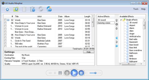 AV Audio Morpher - Pannello Principale screenshot
