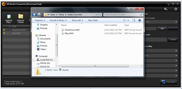AV Audio Converter - Add Files Screenshot